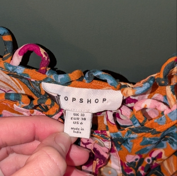 Topshop Pink and Red Floral Puff Sleeve Mini Dress - Picture 2 of 3